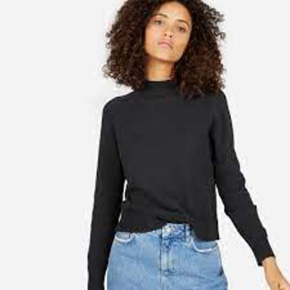 Everlane Black Long-Sleeve Mock Neck Top